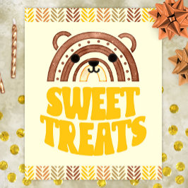 8 x 10 Boho Woodland Bear Birthday Desserts Poster