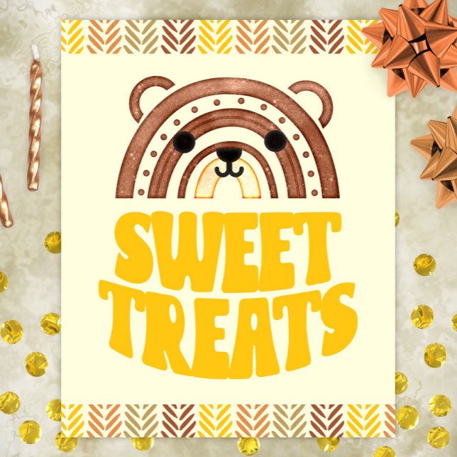 8 x 10 Boho Woodland Bear Birthday Desserts Poster (Skapare uppladdad)
