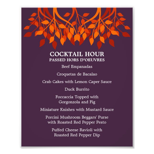 8 x 10 Cocktail Bord-meny för bildruta Fototryck (Framsidan)