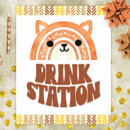 8 x 10 Drink Station Boho Woodland Fox Birthday Poster