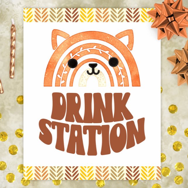 8 x 10 Drink Station Boho Woodland Fox Birthday Poster (Skapare uppladdad)