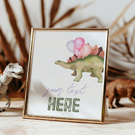 8 x 10 Editable Girl's Dinosaur Party-tecken