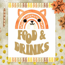 8 x 10 Food & Drinks Boho Woodland Fox Birthday Poster