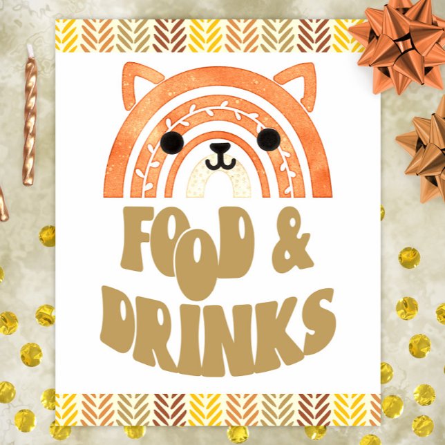8 x 10 Food & Drinks Boho Woodland Fox Birthday Poster (Skapare uppladdad)