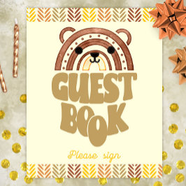 8 x 10 Guest Bok Boho Woodland Bear Birthday Poster