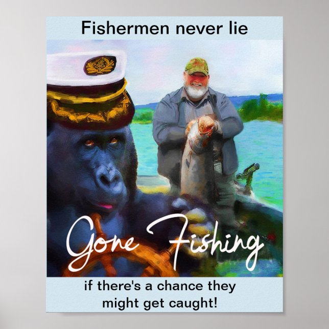 8 x 10 Humoralt "Borta fiske" Poster (Framsidan)