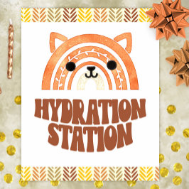 8 x 10 Hydration Station Boho Woodland Fox Birthda Poster