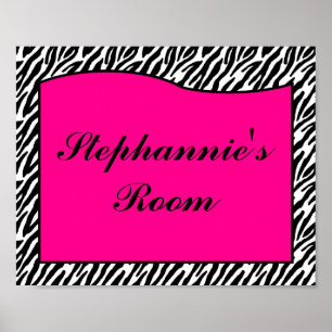 8 x 10 Namn Wall Art Shock rosa Zebra Animal Print Poster