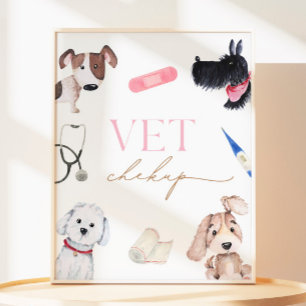 8 x 10 Puppy Party Vet Checkup-skylt