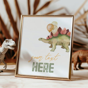 8 x 10 Redigerbart Dinosaur Party-tecken