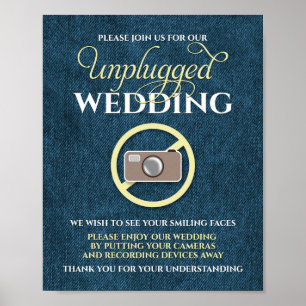 8 x 10 Rustic Land Denim opluggat Bröllop-tecken Poster
