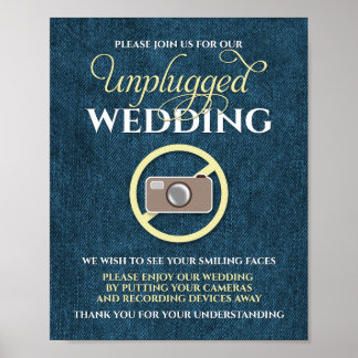 8 x 10 Rustic Land Denim opluggat Bröllop-tecken Poster