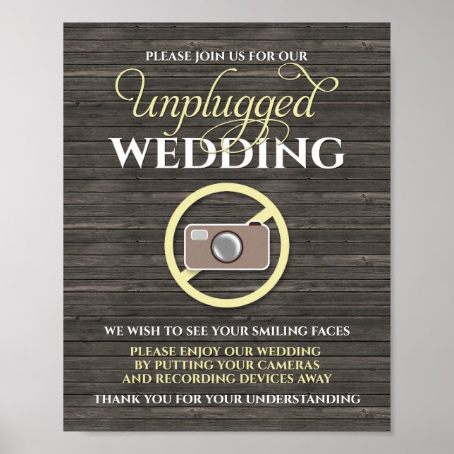 8 x 10 Rustic Land Wood Unplugged Bröllop Sign Poster (Framsidan)