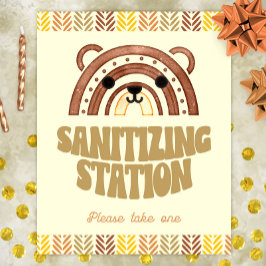 8 x 10 Sanitizer Station Boho Woodland Bear Birthd Poster