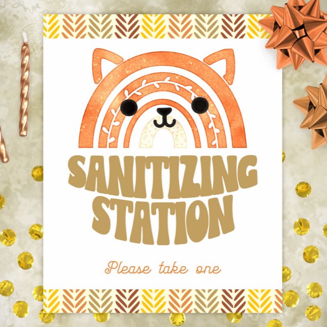 8 x 10 Sanitizer Station Boho Woodland Fox Birthda Poster (Skapare uppladdad)