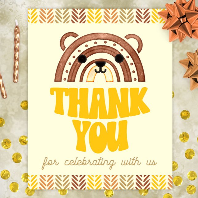 8 x 10 Tack Boho Woodland Bear Birthday Poster (Skapare uppladdad)