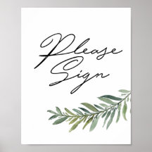 8 x 10 tum Signera Poster, Vattenfärg Löv