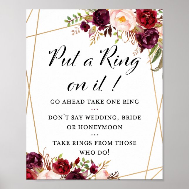 8 x 10-tums Burgundy Boho Blommigt Möhippa-signatu Poster (Framsidan)