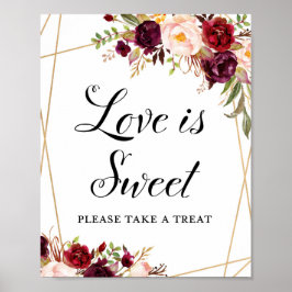 8 x 10-tums Burgundy Boho-Blommigt-skylt Poster