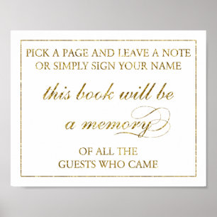 8 x 10-tums Gold Foil Guest Bok Bröllop-tecken Poster
