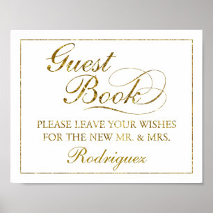 8 x 10-tums Gold Foil Guest Bok Bröllop-tecken Poster