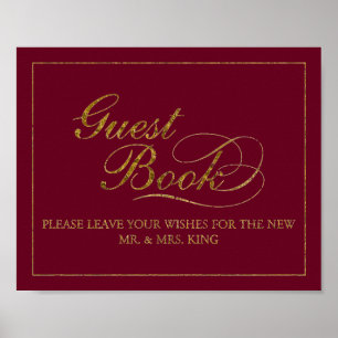 8 x 10-tums Gold Foil Guest Bok Bröllop-tecken Poster