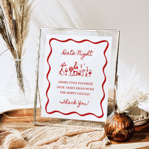 8 x 10-tums handskriven Vågigt Gräns-kvällsideer Poster