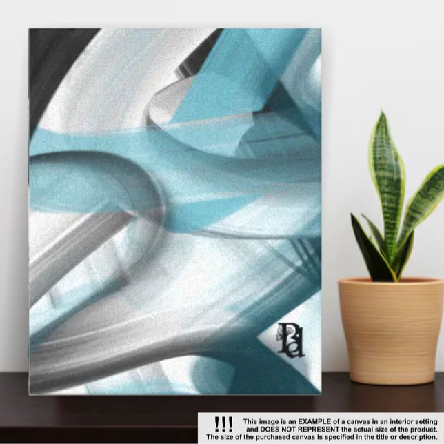 8 x 10-tums Trend Abstrakt Art Canvas Black Blue (Skapare uppladdad)