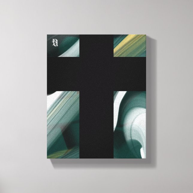 8 x 10-tums Trend Abstrakt Art Canvas Black White- (Framsida)