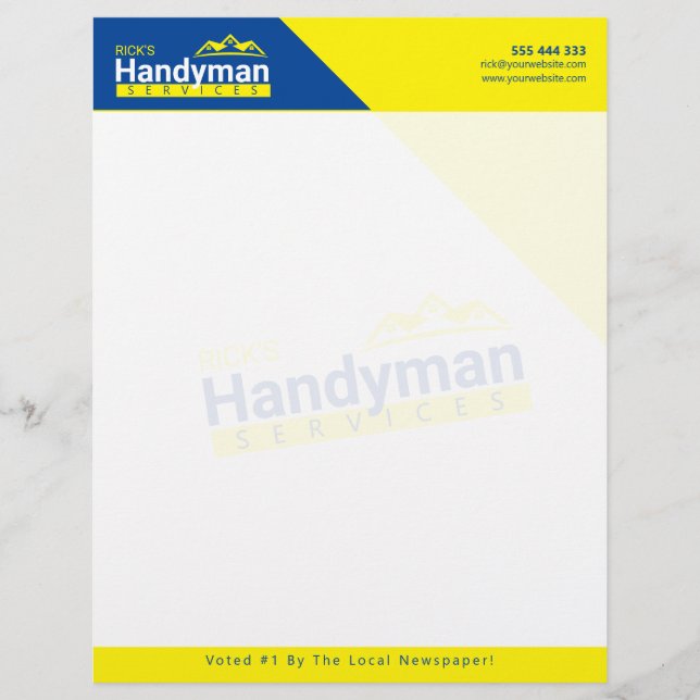 8 x 11-tums Handyman Business Anpassningsbar Logot Brevhuvud (Framsida)