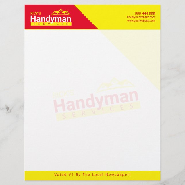 8 x 11-tums Handyman Business Anpassningsbar Logot Brevhuvud (Framsida)