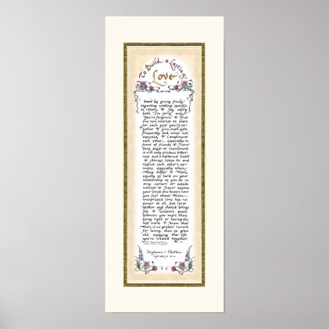 8 x 20 För att bygga en varaktig kärlek Kräm Guldb Poster (Framsidan)
