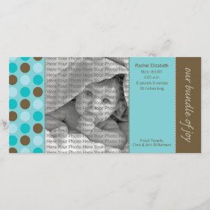 8 x 4 Birkelapport Teal och Brown Polka dots Meddelande