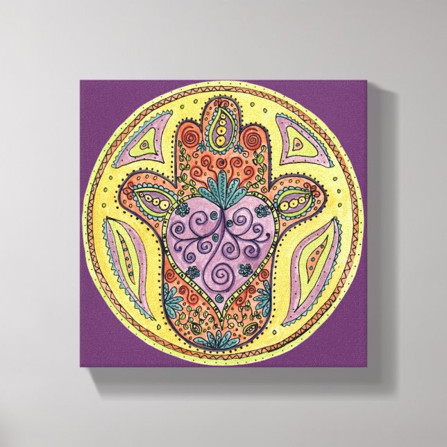 8 x 8 Hamsa Mandala - Premium Stretched Kanvastryc Canvastryck (Framsida)