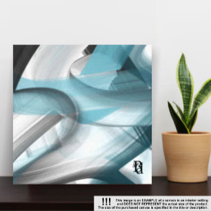 8 x 8-tums Trend Abstrakt Art Canvas Black Blue