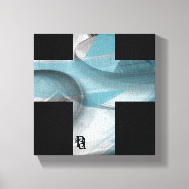 8 x 8-tums Trend Abstrakt Art Canvas Black Blue (Framsida)