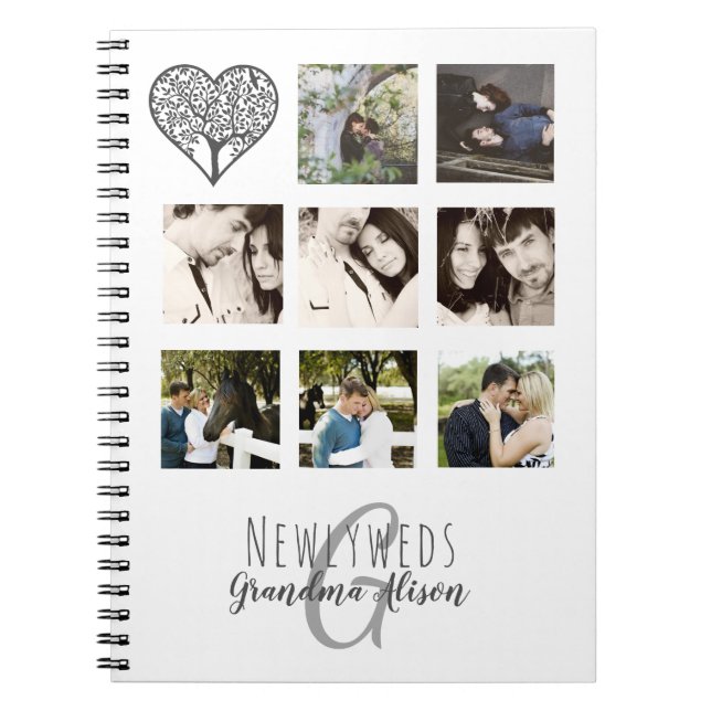 8 x PHOTO COLLAGE Newlyweds Personlig BRÖLLOP Anteckningsbok (Framsidan)