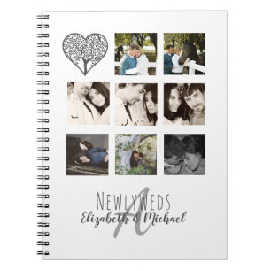8 x PHOTO COLLAGE Newlyweds Personlig BRÖLLOP Anteckningsbok