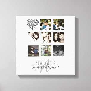 8 x PHOTO COLLAGE Newlyweds Personlig BRÖLLOP Canvastryck