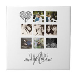 8 x PHOTO COLLAGE Newlyweds Personlig BRÖLLOP Kakelplatta