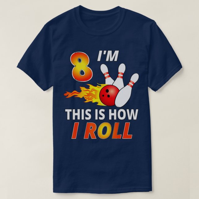 8 year old bowling birthday Boy  Funny Bowler Girl T Shirt (Design framsida)
