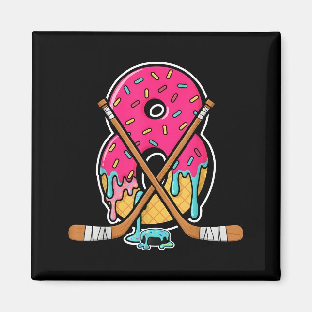 8 Year Old Hockey Ice Cream Drip Youth 8th Birthda Magnet (Framsidan)