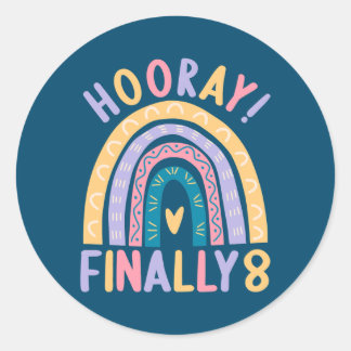 8 Years old 8 birthday outfit Boy girl Rainbow Runt Klistermärke