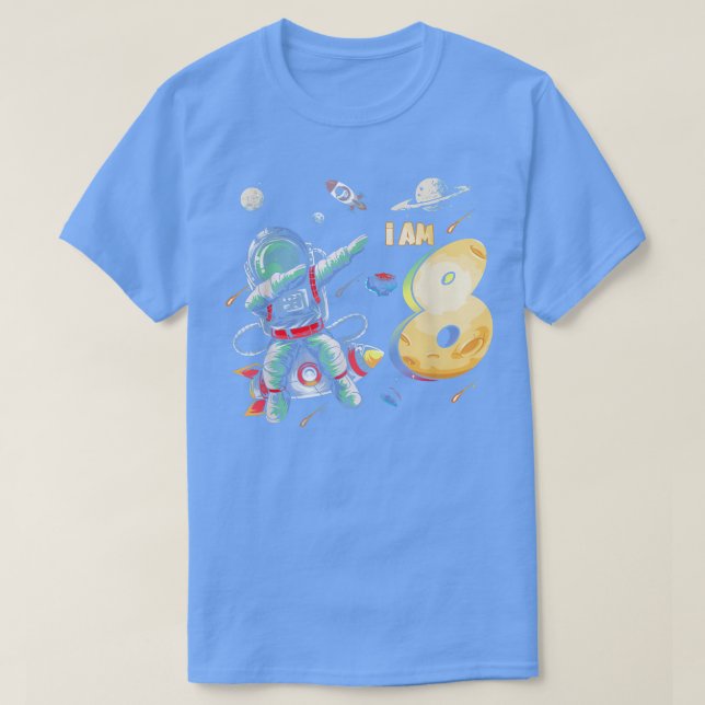 8 Years Old Birthday Boy Astronaut Space 8th Birth T Shirt (Design framsida)