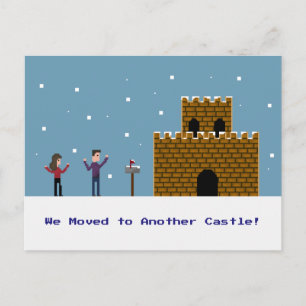 8bit Pixelpar We Har Flyttat Till Ett Annat Slott Meddelande Vykort