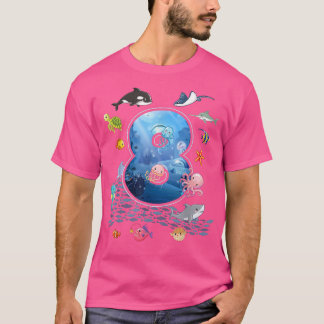 8th Birthday Aquarium Sea Aquatic Animals Lover Bo T Shirt