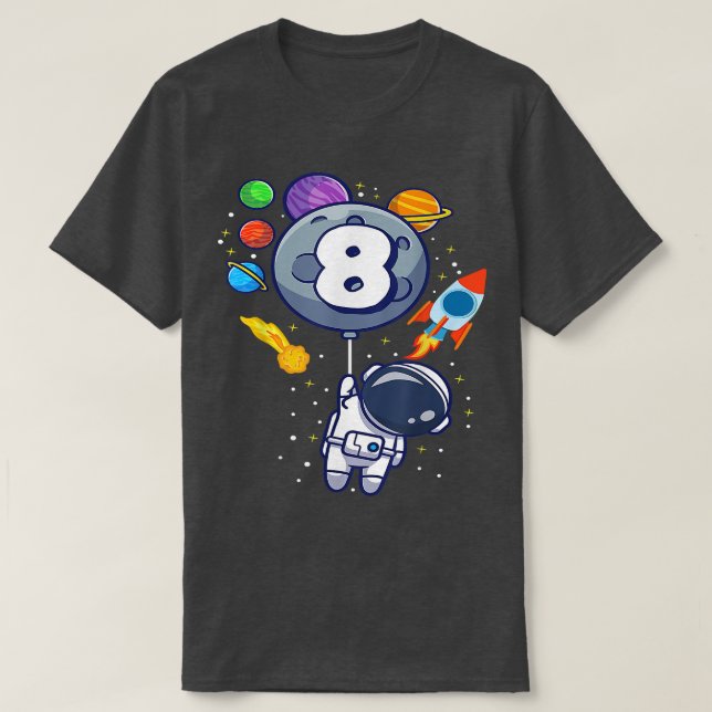 8th birthday astronaut 8th birthday 8 year old boy t shirt (Design framsida)