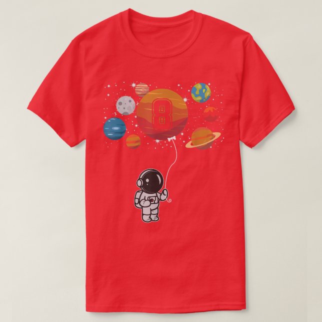 8th Birthday Astronaut Lover Planet 8 Years Old Gi T Shirt (Design framsida)