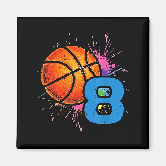 8th Birthday Basketball 8 Year Old Bday Srts Boys  Magnet (Framsidan)