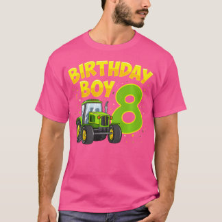 8Th Birthday Boy 8 Year Old Farm Truck Tractor Par T Shirt